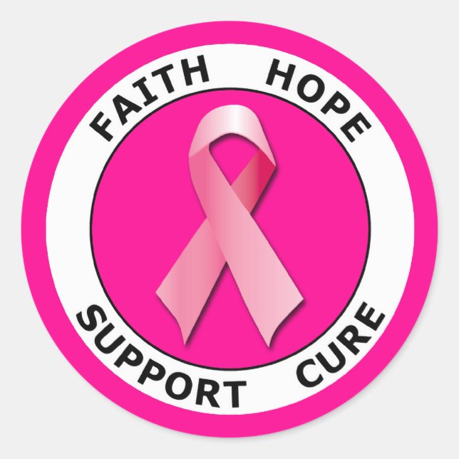 FAITH HOPE SUPPORT CURE CLASSIC ROUND STICKER (Front)