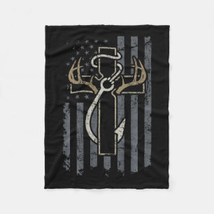 Faith Hunting Fishing - Christian Hunter Fisherman Fleece Blanket