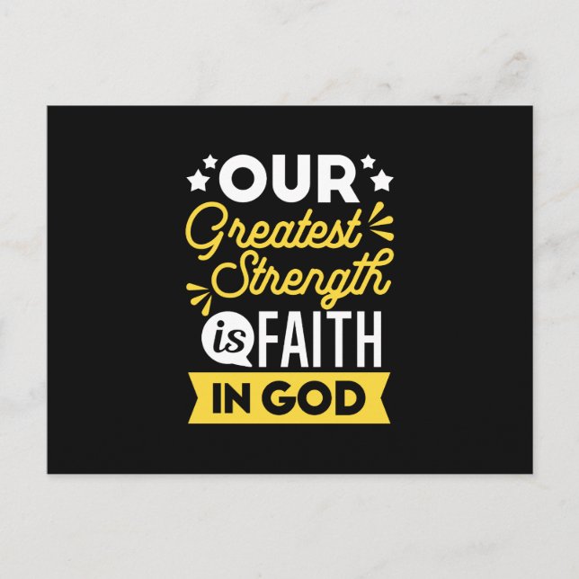 Faith in God – Our Greatest Strength Quote Holiday Postcard (Front)