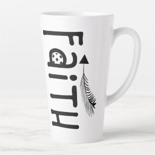 Faith Inspirational Black and White Tribal Latte Mug