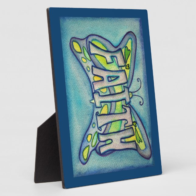Faith Inspirational Butterfly Painting Gift Plaque (Side)