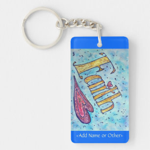 Faith Inspirational Word Art Keychain -Custom Text