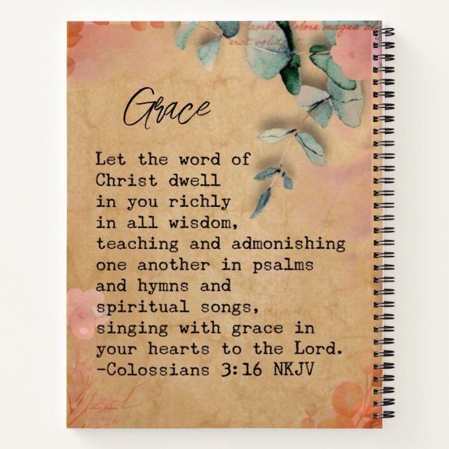 Faith-inspired 8.5x11 Spiral-Bound Notebook (Back)