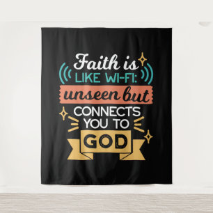 Faith Is Like WiFi Funny Christian Quote Art Tapestry
