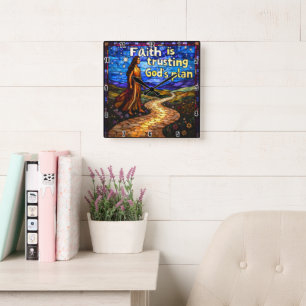 Faith is trusting God's plan.Proverbs 3:5-6 Square Wall Clock