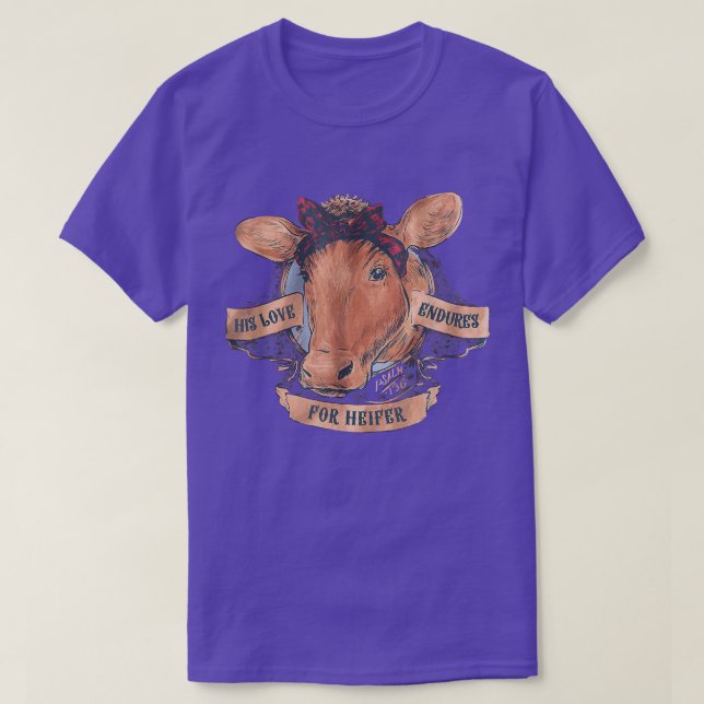Faith Jesus Cow Christian Psalm 136  T-Shirt (Design Front)