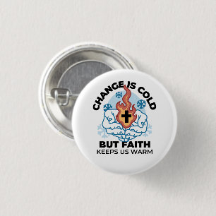 Faith Keeps Us Warm - Uplifting Winter Artwork 3 Cm Round Badge