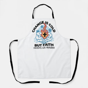 Faith Keeps Us Warm -  Uplifting Winter Artwork Apron