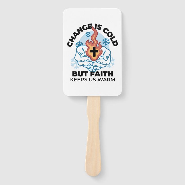 Faith Keeps Us Warm -  Uplifting Winter Artwork Hand Fan (Front)