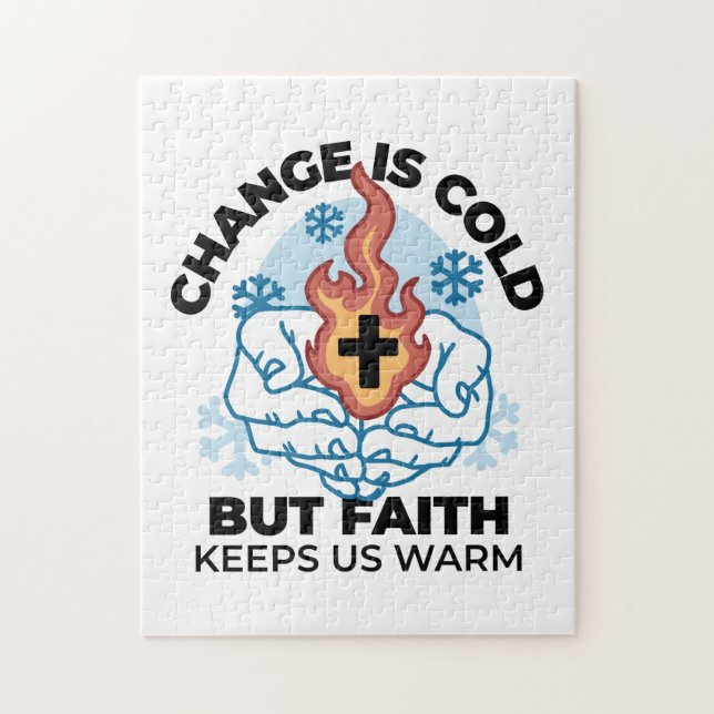 Faith Keeps Us Warm -  Uplifting Winter Artwork Jigsaw Puzzle (Vertical)