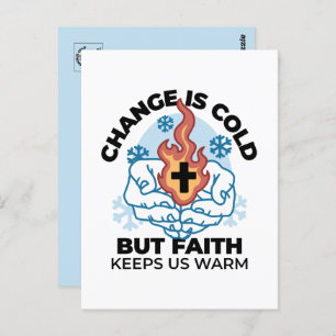 Faith Keeps Us Warm -  Uplifting Winter Artwork Postcard