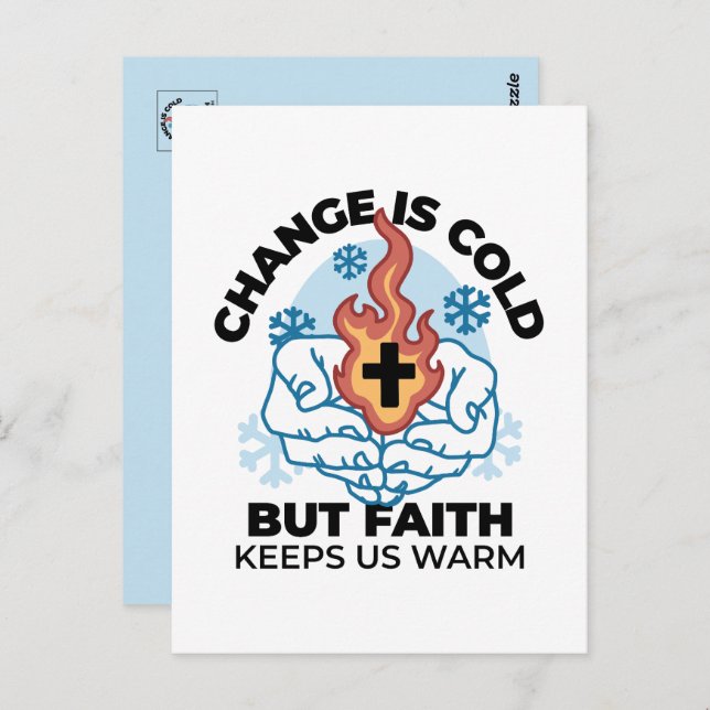 Faith Keeps Us Warm -  Uplifting Winter Artwork Postcard (Front/Back)