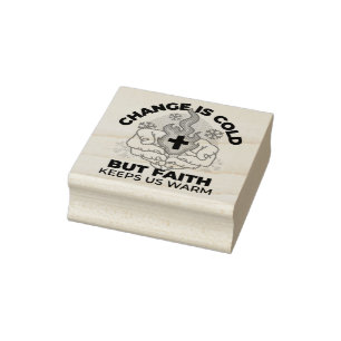 Faith Keeps Us Warm -  Uplifting Winter Artwork Rubber Stamp