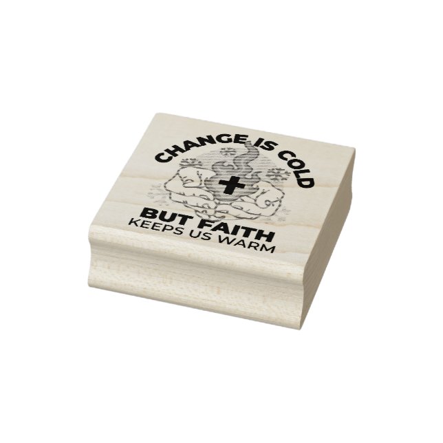 Faith Keeps Us Warm -  Uplifting Winter Artwork Rubber Stamp (Stamp)