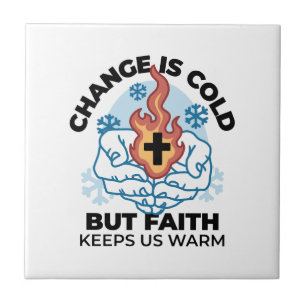 Faith Keeps Us Warm - Uplifting Winter Ceramic Tile