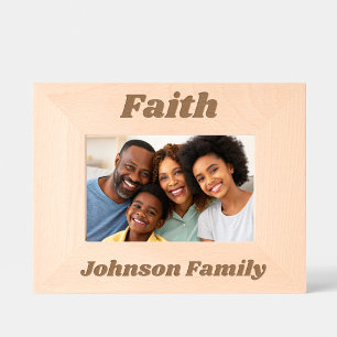 Faith Last Name Simple Cute Modern Family Script Etched Frames