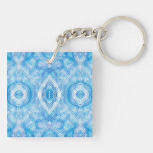 Faith Light Blue Abstract Watercolor Art Key Ring