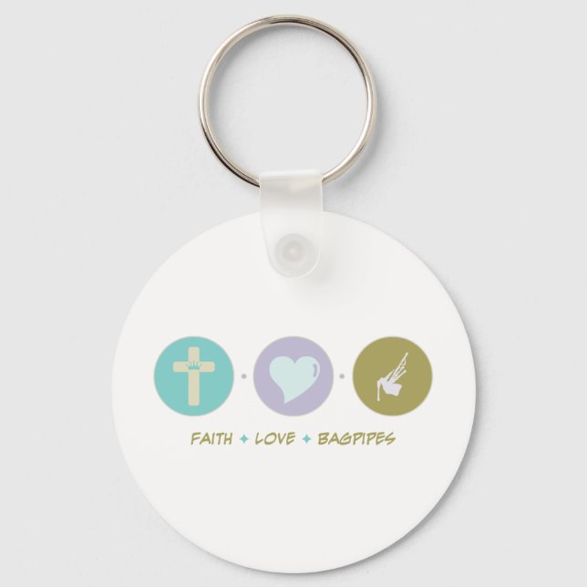 Faith Love Bagpipes Key Ring (Front)