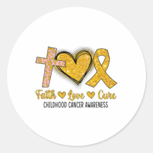 Faith Love Cure Childhood Cancer Awareness Men Wom Classic Round Sticker