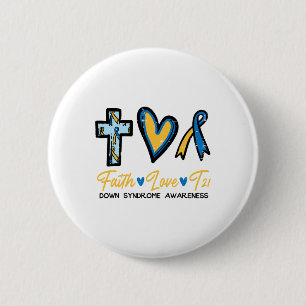 Faith Love Down Syndrome Awareness Christian Men W 6 Cm Round Badge