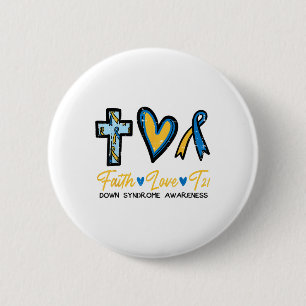 Faith Love Down Syndrome Awareness Christian Men W 6 Cm Round Badge