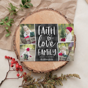 Faith Love Family Christmas Photo Collage Holiday Card