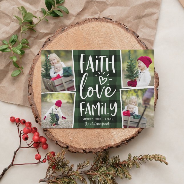 Faith Love Family | Christmas Photo Collage Holiday Card (Creator Uploaded)