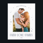 Faith Love Family Modern Arch Christmas Blue Holiday Postcard<br><div class="desc">Faith Love Family Modern Arch Christmas Design -  blue</div>