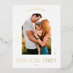 Faith Love Family Modern Arch Christmas Design Foil Holiday Postcard<br><div class="desc">Faith Love Family Modern Arch Christmas Design</div>