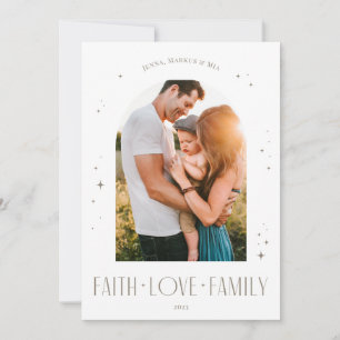 Faith Love Family Modern Arch Christmas Design Holiday Card