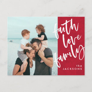 Faith love Family Modern Photo Christmas Holiday Postcard