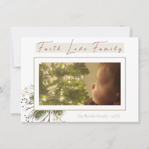 Faith Love Family Religious One Photo Christmas Holiday Card