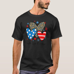 Faith Love Freedom Leopard Hearts Patriotic 4th Of T-Shirt