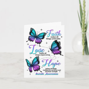Faith Love Hope Butterfly Suicide Awareness Card