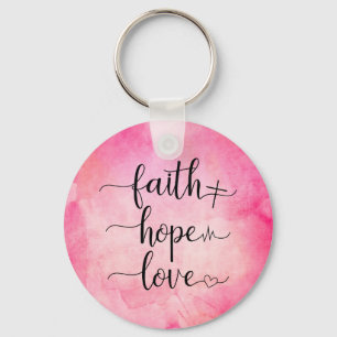 Faith Love Hope Christian Scripture Watercolor Key Ring