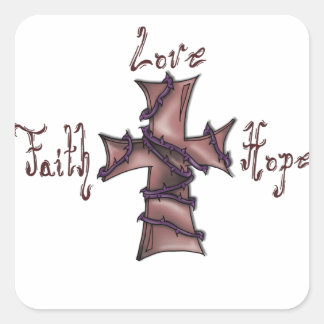 Faith,love,hope cross square sticker