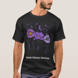 Faith Love Hope Domestic Violence Purple Ribbon En T-Shirt