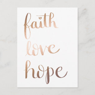 Faith Love Hope Gold Foil Postcard