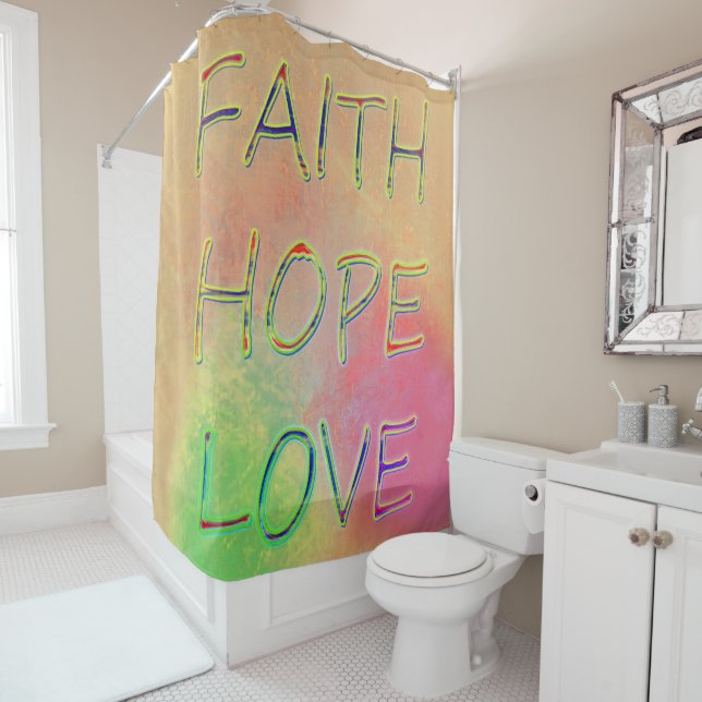 Faith Love Hope Shower Curtain (In Situ)