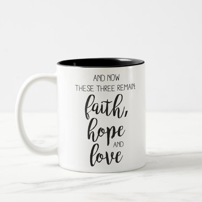 Faith love hope Two-Tone coffee mug (Left)