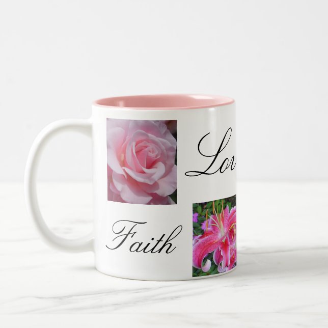 Faith Love Joy Hope Two-Tone Coffee Mug (Left)
