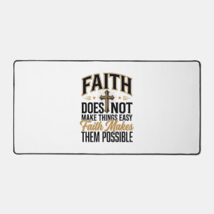 Faith Makes Them Possible Christian Typography Des Desk Mat