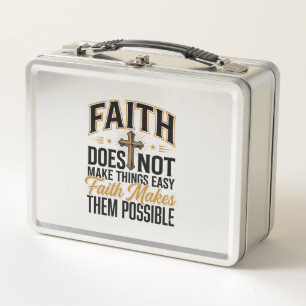 Faith Makes Them Possible Christian Typography Des Metal Lunch Box