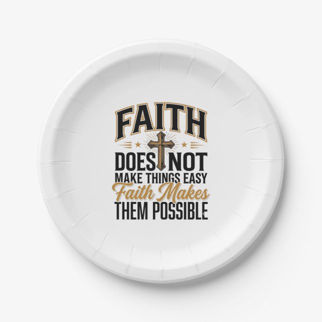Faith Makes Them Possible Christian Typography Des Paper Plate (Front)