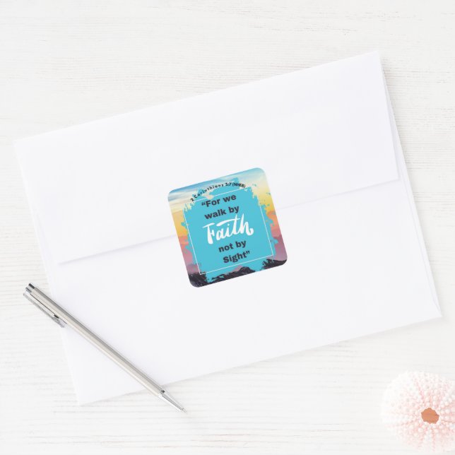 Faith Message - 2 Corinthians - Square Stickers (Envelope)