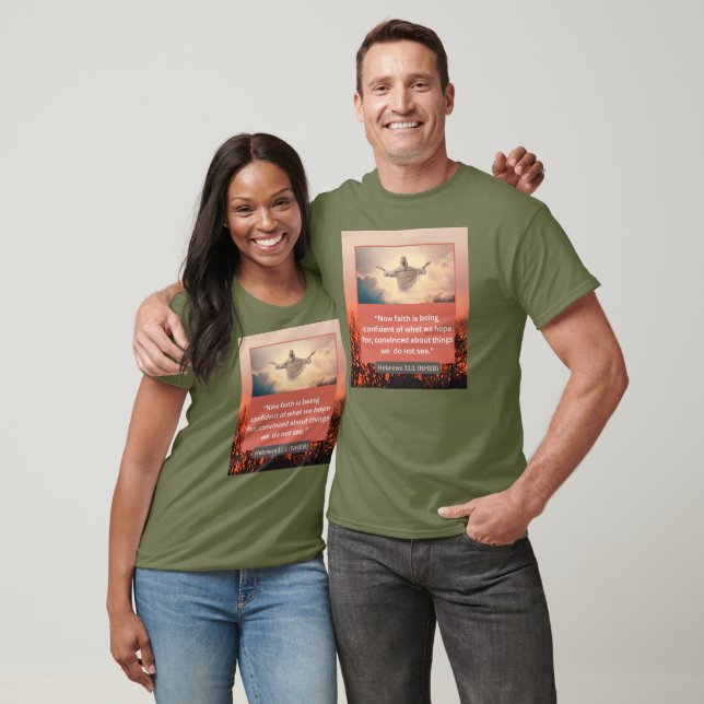 Faith Message - Hebrews 11-1 Short Slv Army Green  T-Shirt (Unisex)