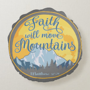 Faith Mountains Christian Design Round Cushion