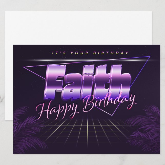 Faith Name First Name pura retro card Birthday (Front/Back)
