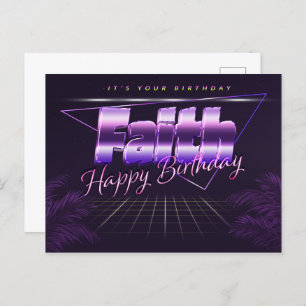 Faith Name First name purple postcard birthday
