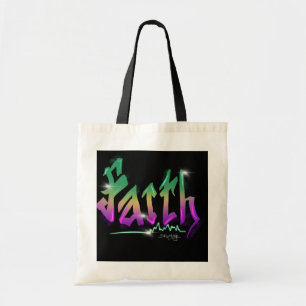 Faith Neon Urban Street Art Tote Bag